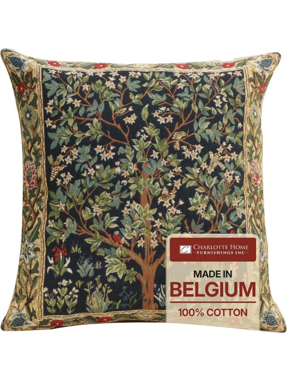 Blue Tree of Life Tapestry Throw Pillow Cover 18x18 - Cozy Home Decor Accent